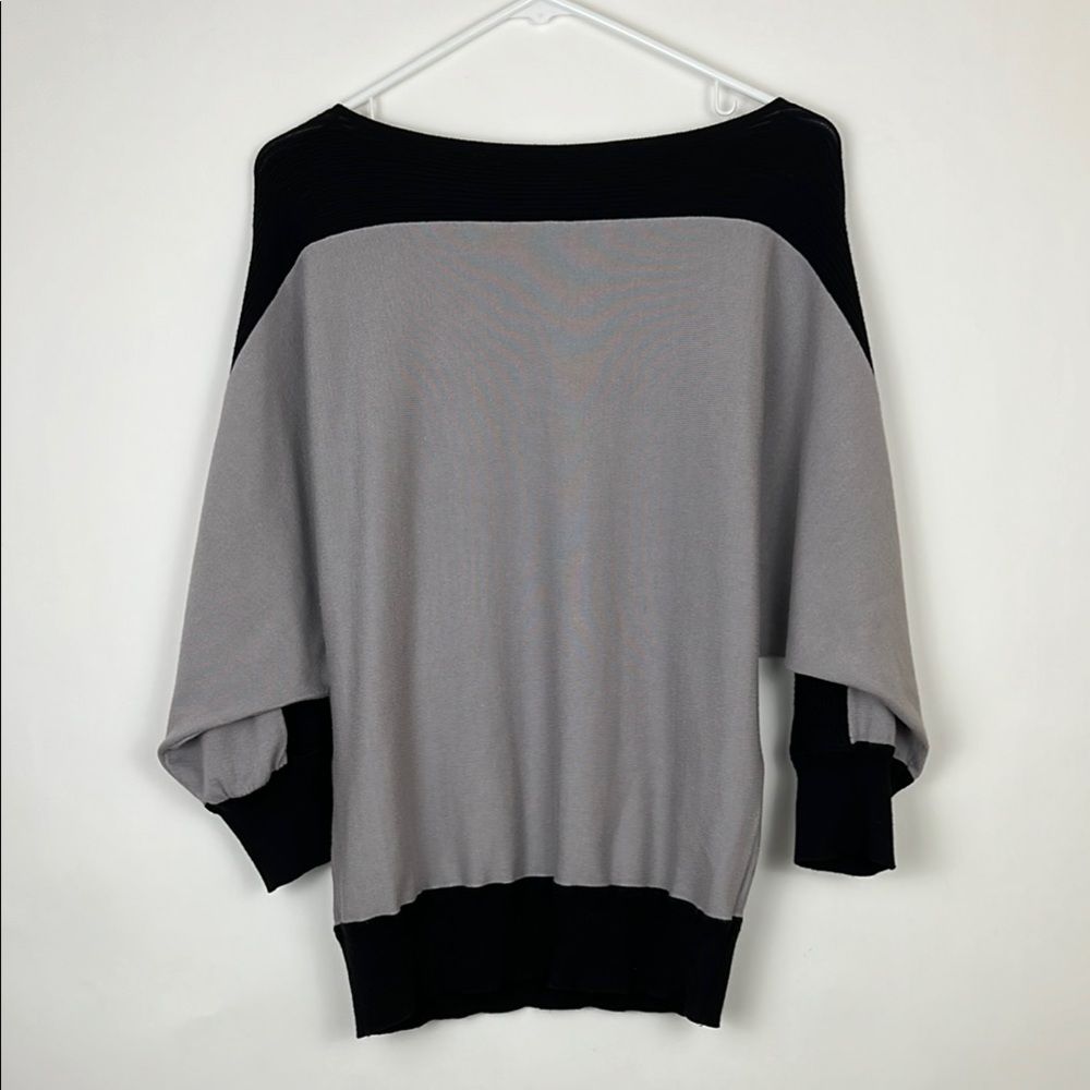 Christine Gerard color block sweater gray and black dolman sleeves L